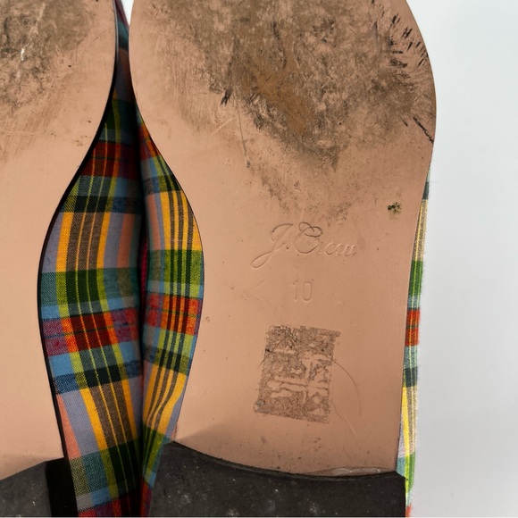 J. Crew Ribbon Plaid Academy loafers green blue yellow - 10 - Picture 11 of 11